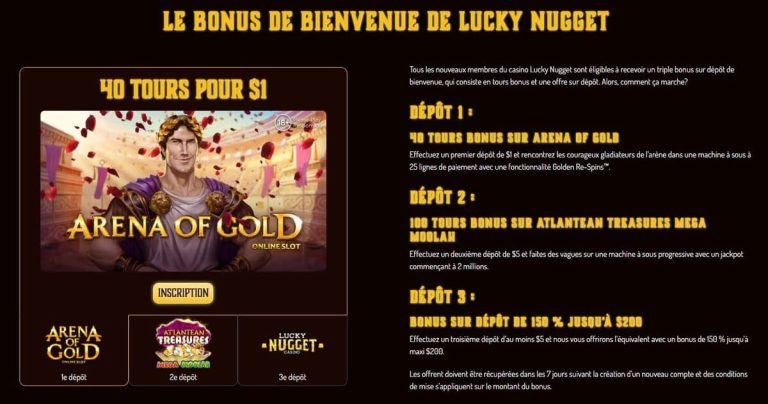 Lucky Nugget Casino bonus bienvenue
