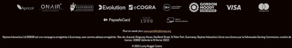 Lucky Nugget Casino moyens paiement